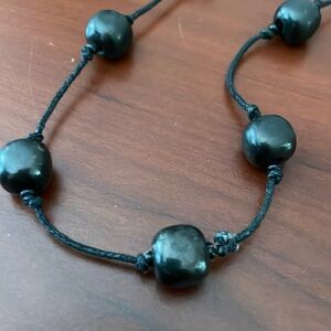 Shungite crystal square bead cord necklace new age gemstone witchy